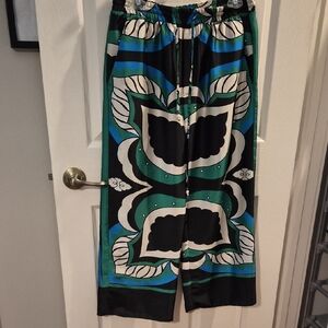 Zara Black and Blue Wide Leg Pants